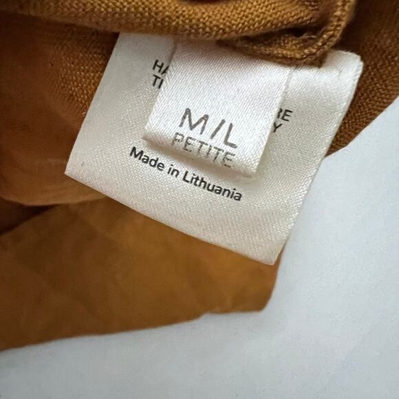 La Petite Alice Linen Back Button Up Ruffle Trim Blouse Women Size M/L PETITE - Picture 7 of 10